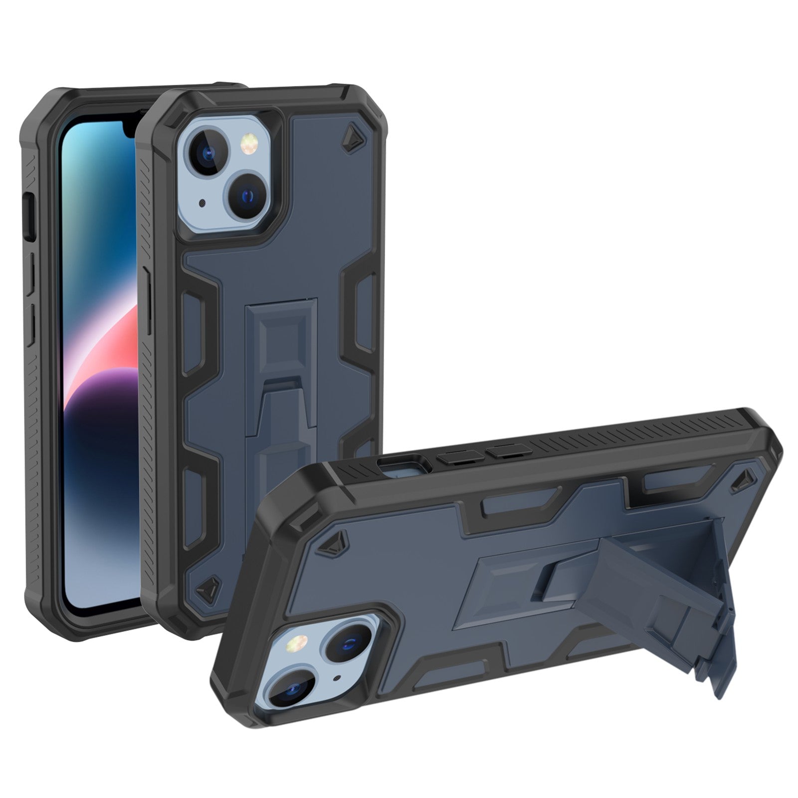 For iPhone 14 TPU PC Phone Case Reinforced Corners Hidden Kickstand Back Cover For iPhone 14 TPU PC Phone Case Reinforced Corners Hidden Kickstand Back Cover